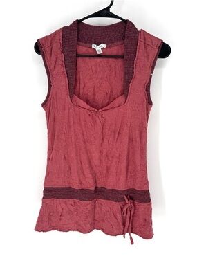 Kimchi Blue whimsy fairy Y2K Rose-Pink Crinkle Tank with Berry Trim medium